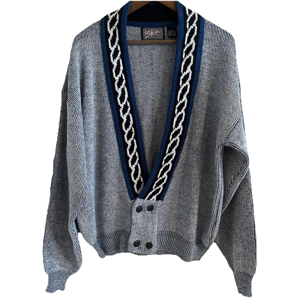 VTG ANCHOR BLUE Heritage Prep Cardigan Sweater M Preppy Academia Ivy‎ League